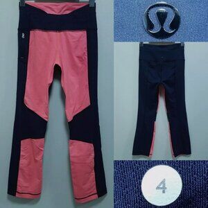 Lululemon Pump It Up Pant Inkwell Light Flare Crop Orange Leggings XS 4 Size